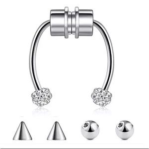 New!! Nose Ring/Stud Magnetic Stainless Steel (With Gem)